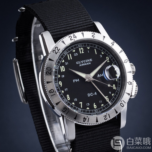 glycine 冠星 airman系列 dc-4两地时 gl0071男士机械腕表 $396.