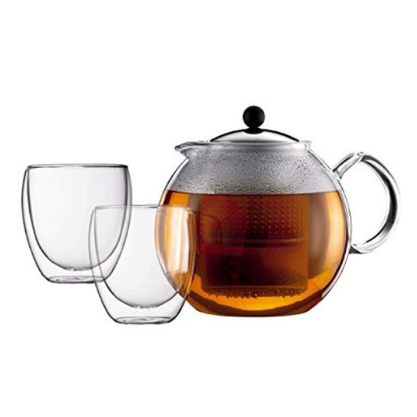 Bodum 波顿 Assam 阿萨姆茶具套装（压滤茶壶1500mL*1个+玻璃杯250mL*2个）新低291元（Prime会员94折）