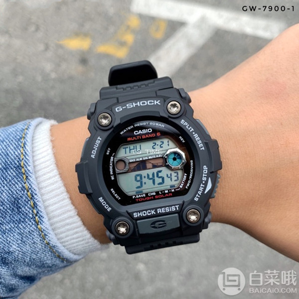 六局电波，Casio 卡西欧 G-Shock系列 GW-7900-1AL 经典6局太阳能电波表607.33元
