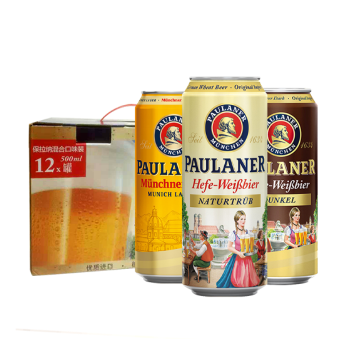 Plus会员，Paulaner 保拉纳/柏龙 啤酒混合装礼盒500ml*12罐 *2件142.4元（2件8折）