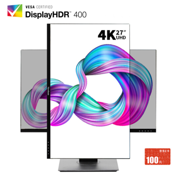 ViewSonic 优派 VX2780-4K-HD-2 27英寸IPS显示器（4K、HDR400、120%sRGB）2289元包邮（晒单再返100元E卡）