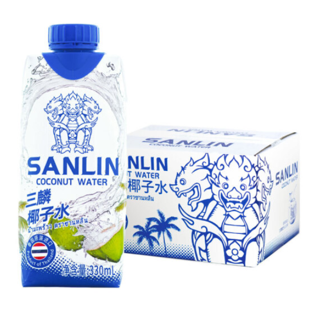 三麟 NFC果汁泰国制造 天然椰子水330ml*12瓶*2件80元（折合40元/件）