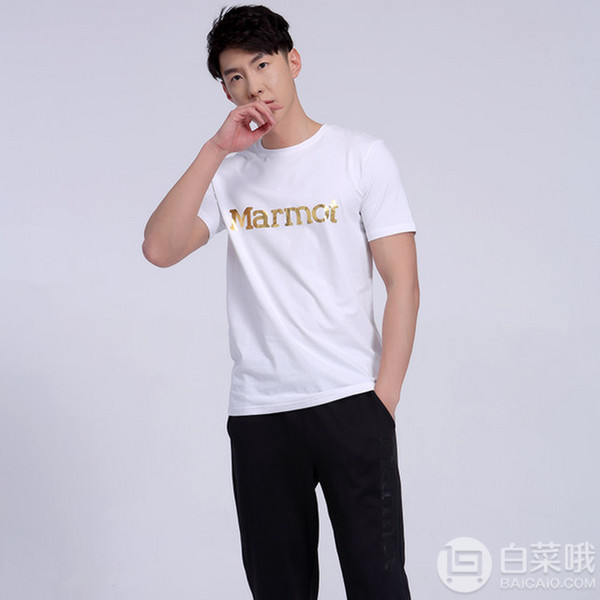 2020年新款，Marmot 土拨鼠 情侣款烫金Logo印花棉质短袖T恤H42762 三色99元包邮（需领券）