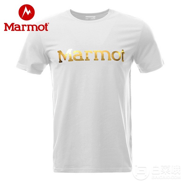 2020年新款，Marmot 土拨鼠 情侣款烫金Logo印花棉质短袖T恤H42762 三色新低89元包邮（需领券）