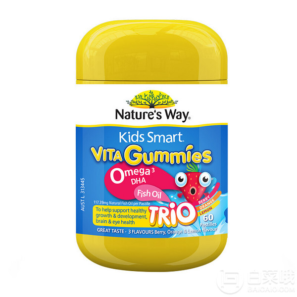 Nature's Way 澳萃维 Kids Smart 佳思敏 儿童鱼油软糖60粒*4瓶160元包邮包税（折40元/瓶）