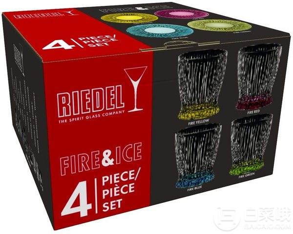 Riedel 礼铎 Fire & Ice冰与火系列 威士忌水晶玻璃酒杯295mL*4支礼盒装336元