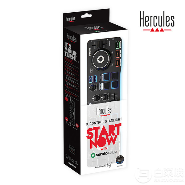Hercules 嗨酷乐 DJControl Starlight 迷你便携式星光打碟机新低325.39元（可3件92折）