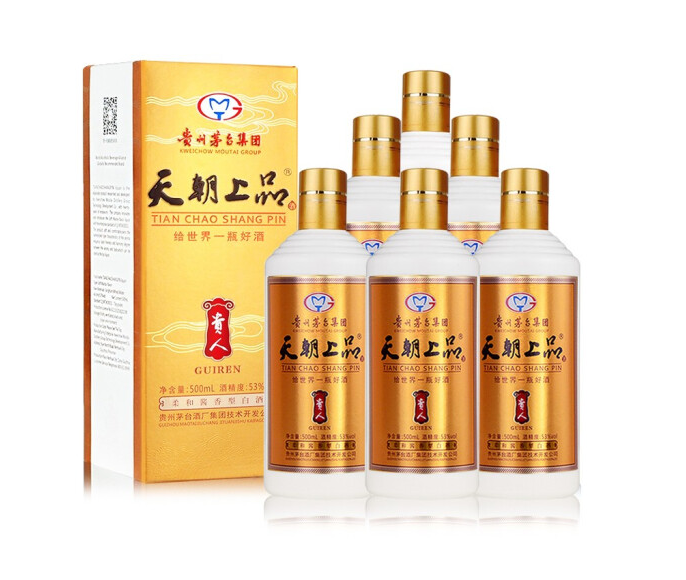 贵州茅台集团出品，天朝上品 贵人酒 53度柔和酱香型白酒500ml*6瓶 整箱装新低369元包邮（2人成团，需用券）