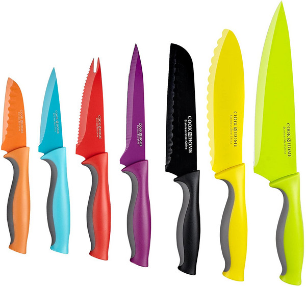 Cook N Home 02547 彩色碳涂层不锈钢刀具7件套（带刀鞘）新低143.59元