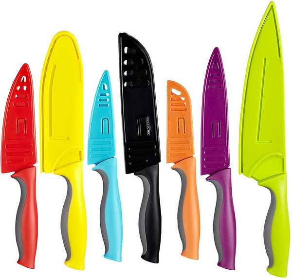 Cook N Home 02547 彩色碳涂层不锈钢刀具7件套（带刀鞘）新低143.59元