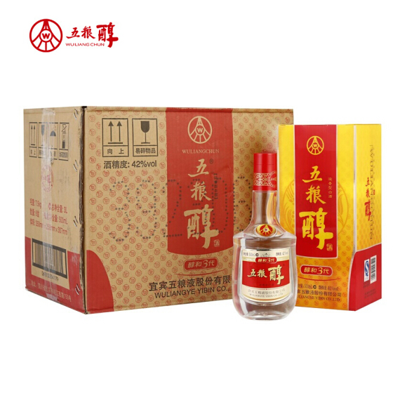 宜賓五糧液出品，五糧醇 3D第三代（醇和） 42度濃香型白酒500mL*6瓶 整箱裝247元包郵（雙重優(yōu)惠）