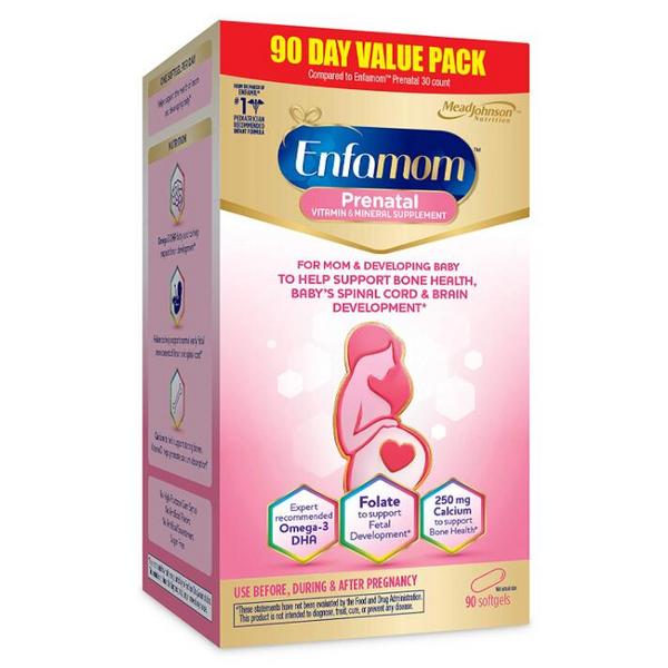 Mead Johnson 美赞臣 Enfamom 孕妇产前维生素和矿物质软胶囊90粒新低182.3元（可3件95折）