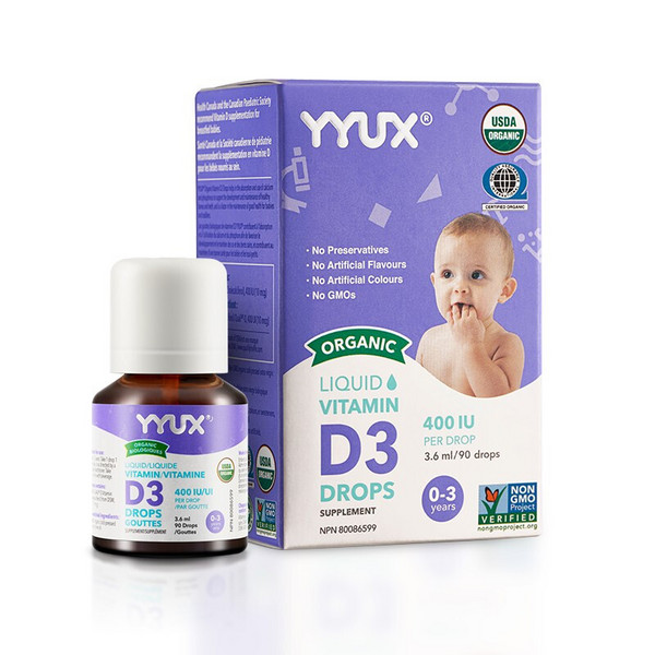 加拿大进口，YYUX 0~3岁婴儿维生素D3滴剂400IU 90滴19元包邮包税（需领券）