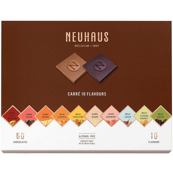 比利时皇家御用巧克力，Neuhaus 诺好事 什锦薄片巧克力礼盒300g（60块 10口味）新低179.5元