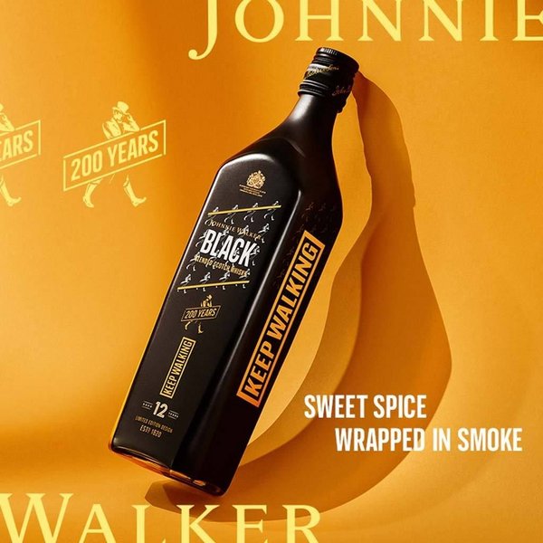 Johnnie Walker 尊尼获加 黑牌 ICON瓶 12年调配型苏格兰威士忌700mL新低125元包邮（需领券）