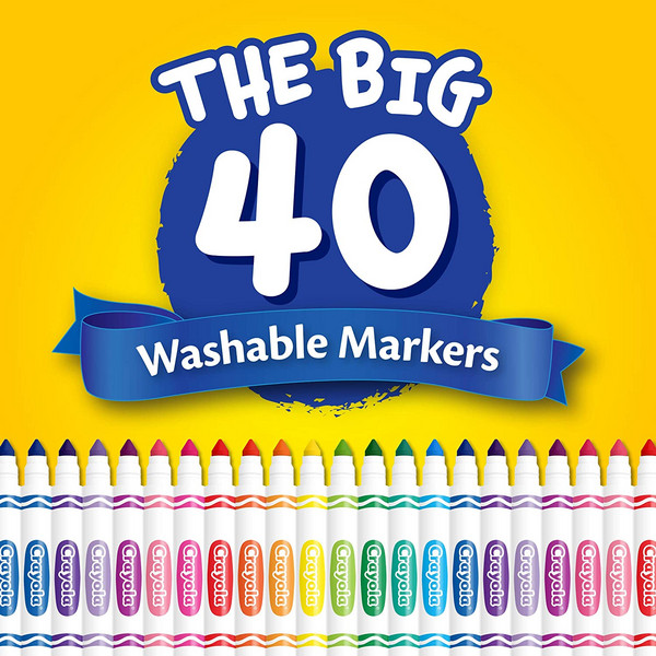 Crayola 绘儿乐 The Big 可水洗大号马克笔40色套装新低71.11元