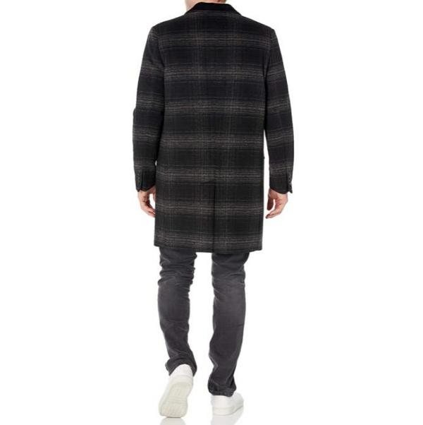 Karl Lagerfeld Paris 卡尔·拉格斐 男士羊毛混纺格子大衣新低800元