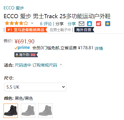 ECCO 爱步 Track 25 踪迹25 男士GTX防水户外短靴831704692元