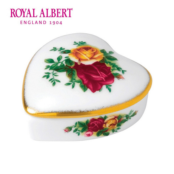 戴安娜王妃最爱系列，Royal Albert 皇家阿尔伯特 老镇玫瑰系列 骨瓷心形首饰盒116.68元（可2件95折）