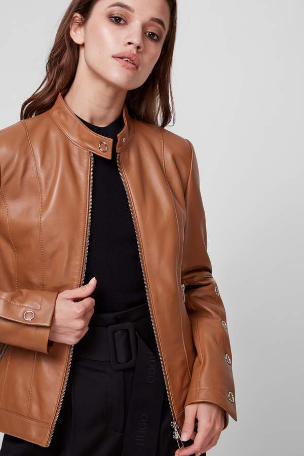 M码，HUGO Hugo Boss 雨果·博斯 Lisaka 女士羊皮短款夹克504523521124元