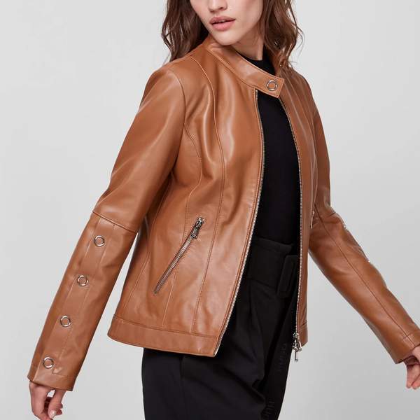 M码，HUGO Hugo Boss 雨果·博斯 Lisaka 女士羊皮短款夹克504523521124元