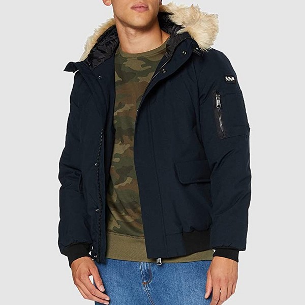 经典美国皮衣品牌，Schott NYC Keyburn 男士可拆卸毛领连帽冬季夹克744.45元