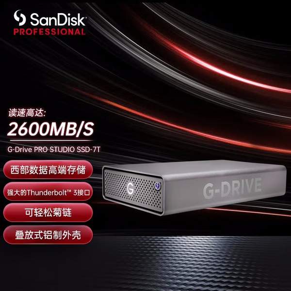 SanDisk 闪迪大师™ 极客 G-DRIVE™ PRO Studio SSD 企业级固态硬盘7.68TB5575.5元（京东旗舰店16579元）