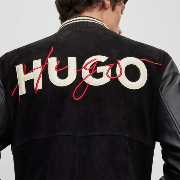 XXL码，HUGO Hugo Boss 雨果·博斯 Laars 男士山羊皮飞行员夹克504933822096元（需用码）