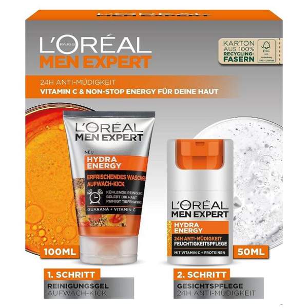 L'Oréal 欧莱雅 Men Expert 男士劲能礼品套装（保湿霜50mL+洁面膏100mL）57.07元