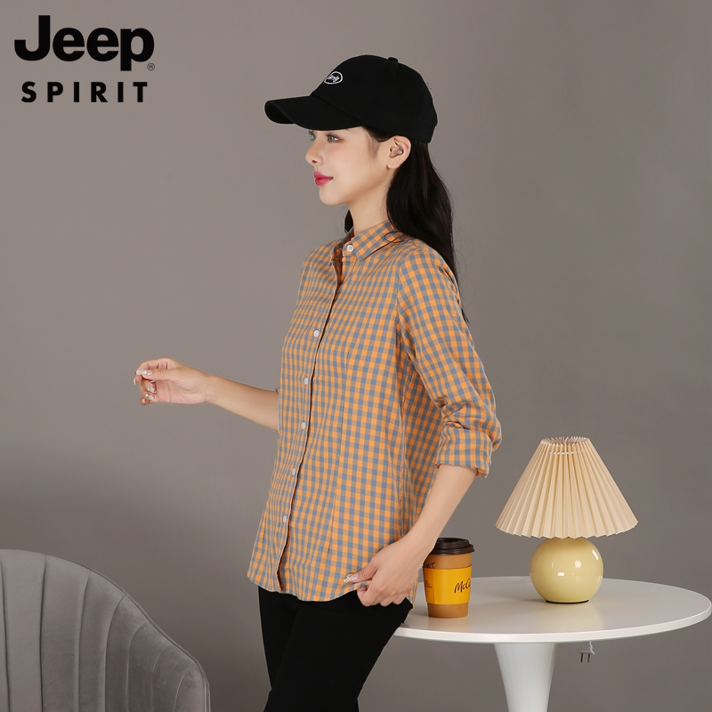 Jeep Spirit 吉普 女士100%新疆长绒棉格子衬衫*2件 四色39.9元包邮（折19.95元/件）