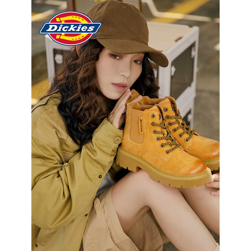 Dickies 帝客女士英伦风真皮加绒马丁靴 多色253.38元包邮