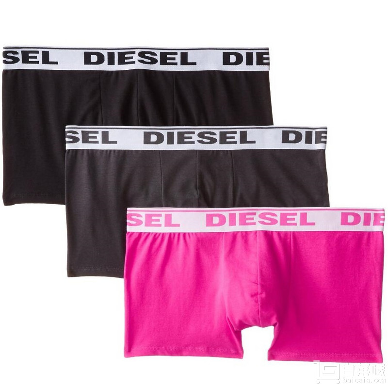 限M碼，Diesel 迪賽 男士平角內(nèi)褲3條裝 Prime會(huì)員湊單免費(fèi)直郵到手￥158