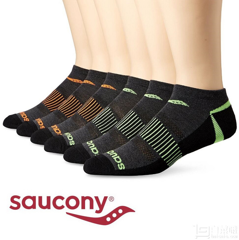 Saucony 圣康尼 男士运动袜6双装 两色 Prime会员凑单免费直邮到手￥85