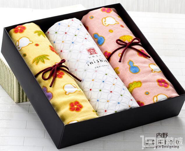 亚马逊海外购：日本内野 松竹梅面巾3条礼盒装 Prime会员凑单免费直邮到手￥110