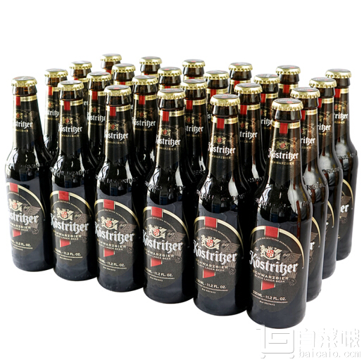 德国进口，KOSTRITZER 卡力特 黑啤酒 330ML*24瓶*2件￥149包邮（买2免1）