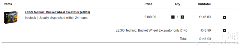 LEGO 乐高 42055 斗轮挖掘机 新低£146 免费直邮到手￥1275