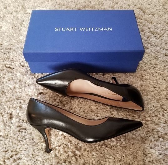 黑色码全，Stuart Weitzman Tippi 70 真皮小尖头高跟鞋新低1078元