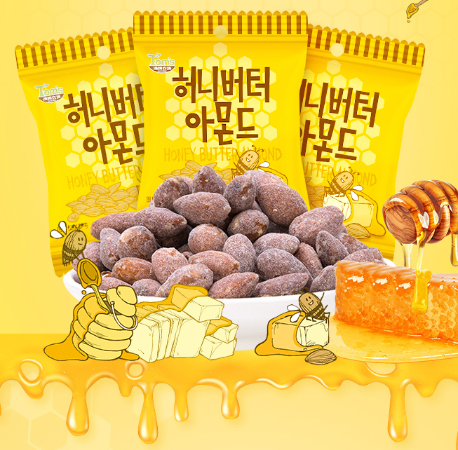 韩国进口 汤姆农场 蜂蜜黄油巴旦木杏仁干 10克*15袋33.9元包邮（需领券）