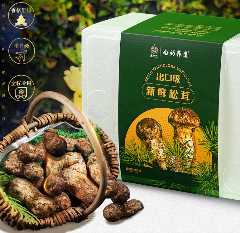 云南白药官方出品，云南特产 鲜松茸菌菇（6-8cm） 礼盒装 500克378元包邮（需领券）