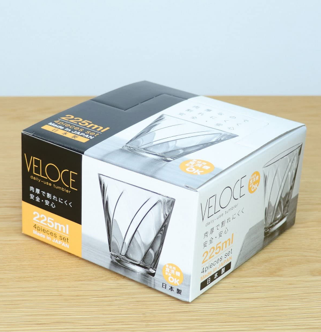 日本制造，ADERIA 阿德利亚 VELOCE玻璃水杯 S6274 225ml*4个新低44元