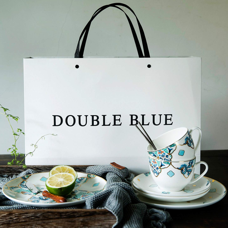镇店之宝，Double Blue 倍蓝 骨瓷双人8件套新低189元包邮（需用码）