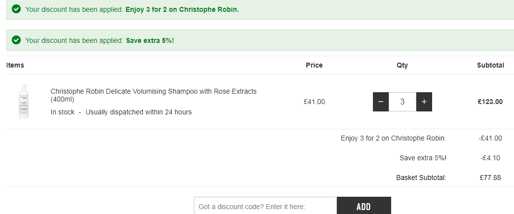 Christophe Robin 全场买3免1+额外95折，玫瑰丰盈护色洗发水400ML £25.96免费直邮到手234元