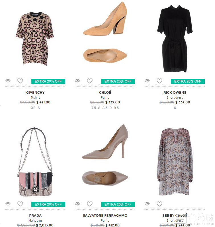 Yoox官网 精选女士服装鞋包等3折起+额外8折，Chloe、YSL、MARNI、PRADA、DIOR、Balenciaga、Givechy等折后好价