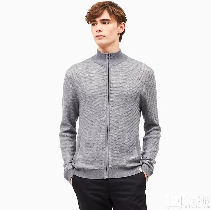 Calvin Klein 男士100%美利奴羊毛拉链毛衣 多色 .99到手￥320