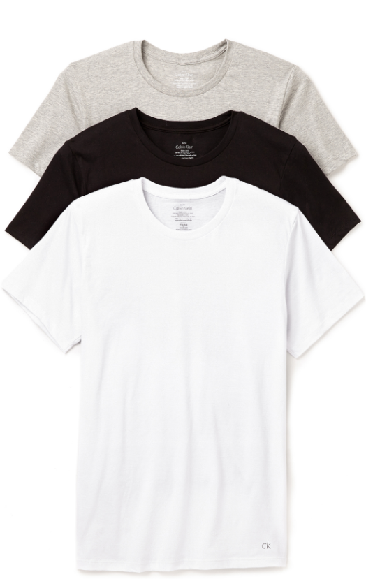 适合凑单，Calvin Klein 男士弹力棉质T恤3件套装 2色码全 .74（.65 额外75折）凑单免费直邮到手￥132