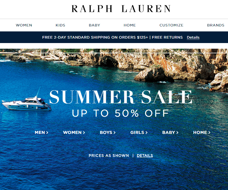Ralph Lauren美国官网，精选男女儿童服饰箱包 低至5折起+额外7折满5免美国境内运费