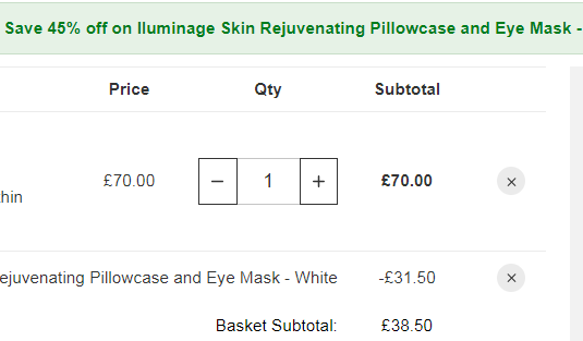 Iluminage 氧化铜睡眠抗皱套装（眼罩+枕套） 白色 £38.5（£70 额外55折）直邮到手340元