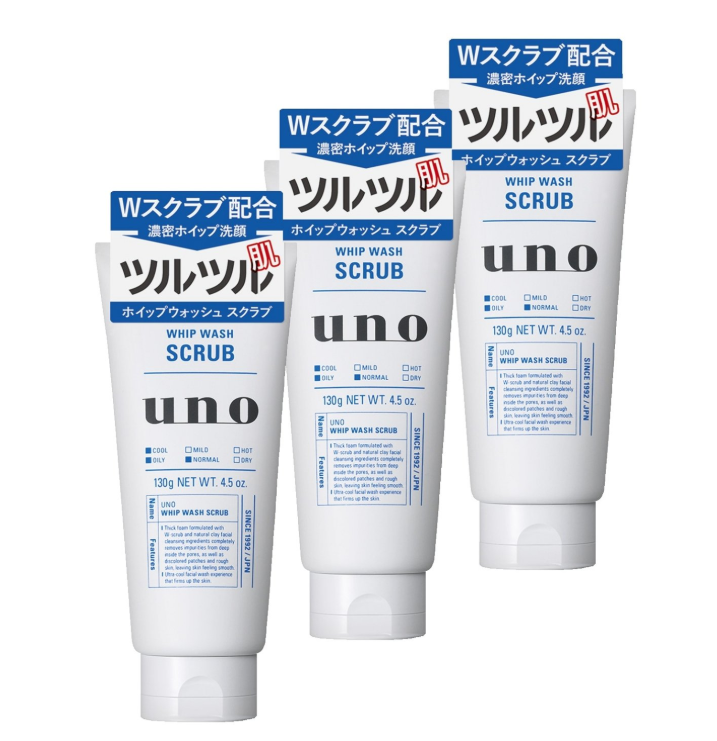 Shiseido 资生堂 UNO 男士磨砂去角质洁面乳130g*3支 含税价49.89元16.63元/支（3件5折）