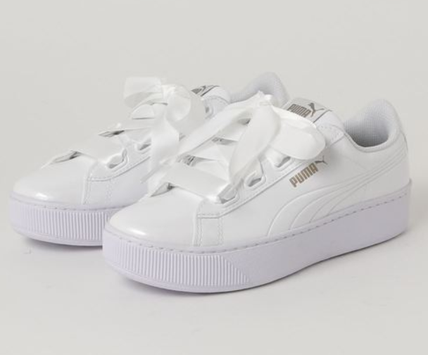 限尺码，PUMA 彪马 Vikky Platform Ribbon 女士丝带漆皮板鞋 366419252.85元包邮包税（双重优惠）