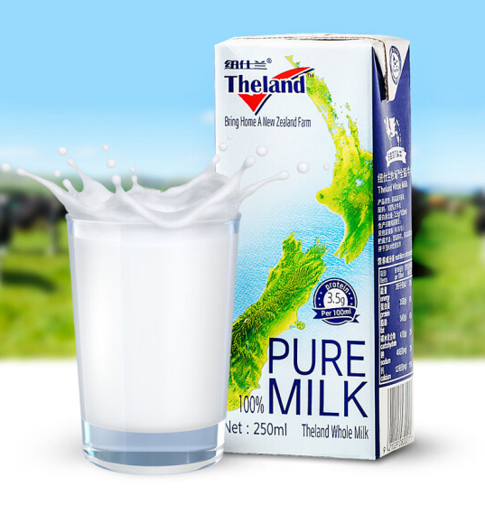 新西兰进口，Theland 纽仕兰 全脂牛奶 250ml*24盒*3件 142元包邮47.3元/件（双重优惠）